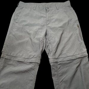The North Face Gray Convertible Nylon Pants Mens Size 36 Outdoor Hiking Zip Off